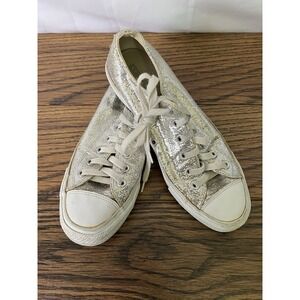 CONVERSE Chuck Taylor All Star Silver Glitter‎ Low Top Sneakers Women's Sz 7